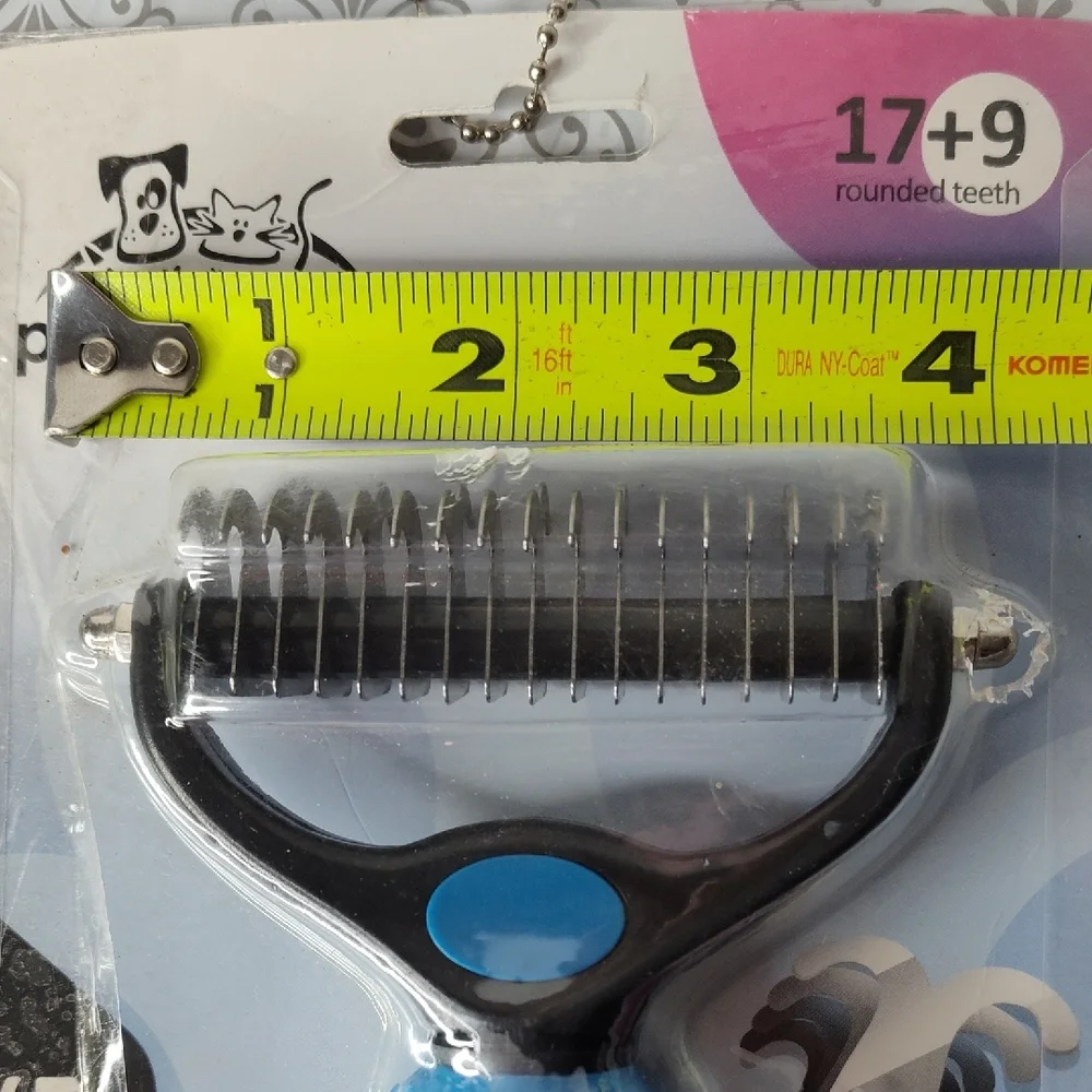 Pat Your Pet Blue Dematting Pet Grooming Tool w/ Extra Wide Dual Head Stainless